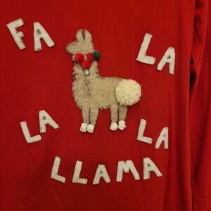 Ana Womens XS long sleeve red llama Christmas shirt. Funny/ugly